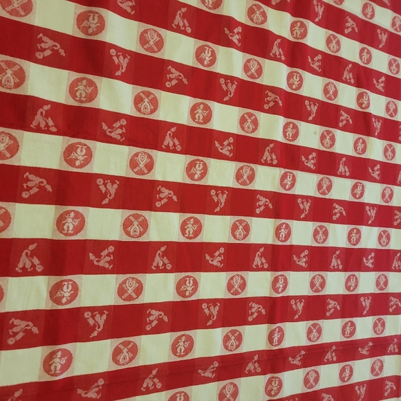 Vintage Red Checkerboard Dutch Themed Tablecloth 51" x 48" - Picture 7 of 7